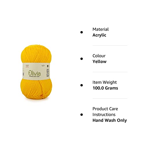 Ganga Olivia Hand Knitting and Crochet Yarn (Yellow) (100gms)