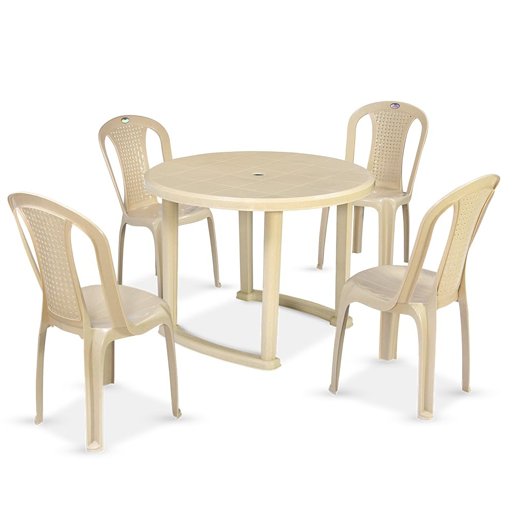 Nilkamal Meridian Round 4 Seater Virgin Plastic Dining Table Set for D