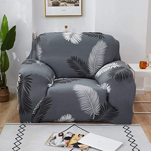 TONY STARK Universal One Seater Sofa Cover Big Elasticity, Protective, Flexible Stretch, Spandex & Polyester Sofa Slipcover with 1 Piece Cushion Cover Included (One Seater, 90-145cm, Dark Grey Fern)