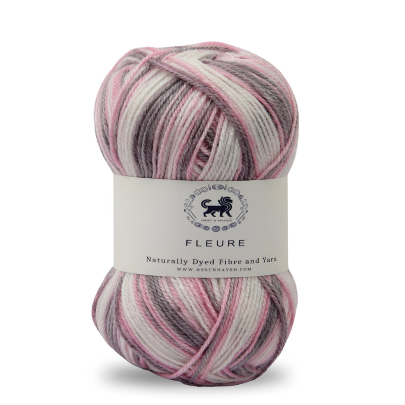 Nestnhaven Acrowools Fleure Hand Knitting and Crochet Yarn. Pack of 1 Ball - 100gms. Shade no - NNHF005 (Pink, White, Gey)