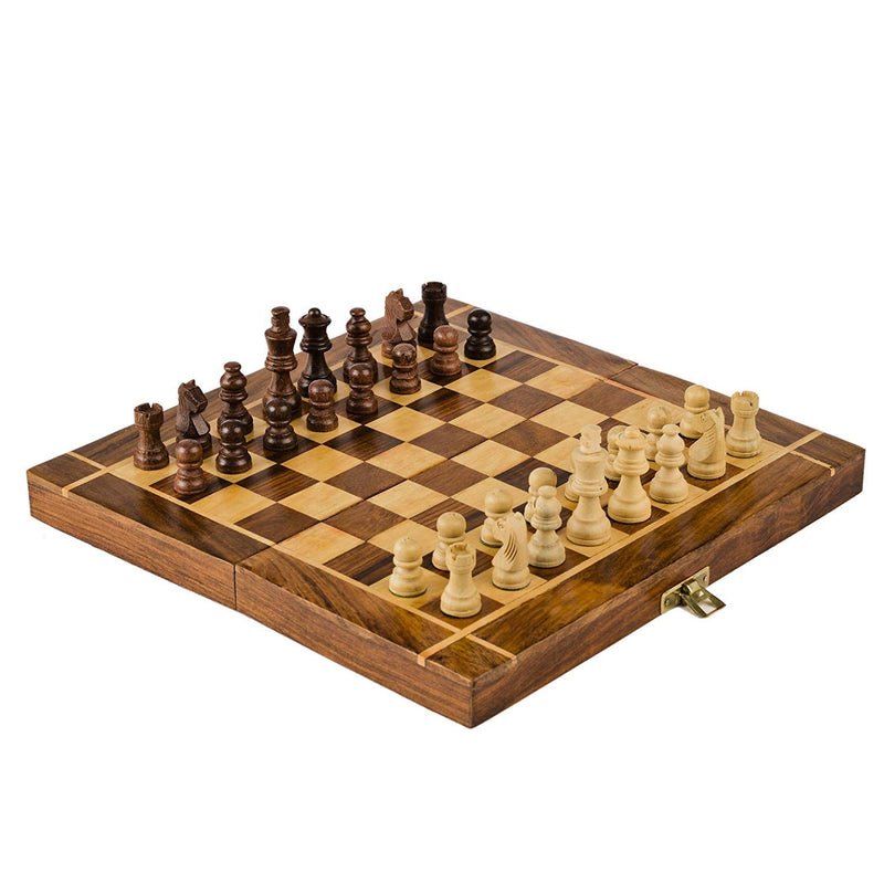 ADA Handicraft Professional Tournament Wooden Chess Board With 32 Pawns (10 Inch), Big Kid