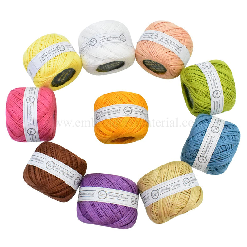 Embroiderymaterial 6 Ply Stranded Cotton Thread for Embroidery, Craft and Jewellery Making, Vibrant Colors-Combo - Size 20-300 Meter -10 Roll
