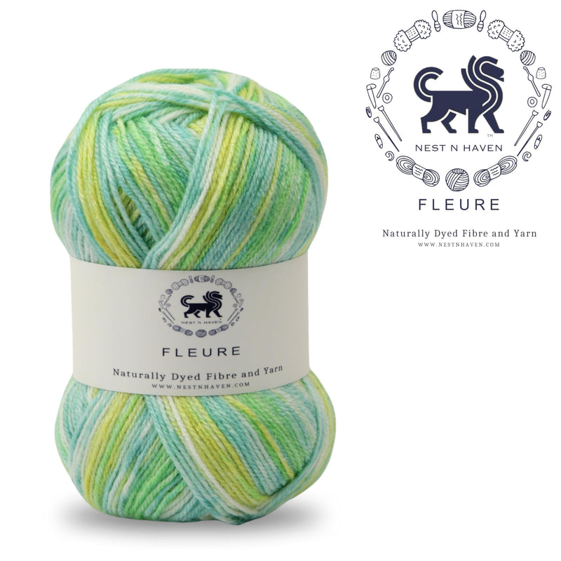 Nestnhaven Acrowools Fleure Hand Knitting and Crochet Yarn. Pack of 1 Ball - 100gms. Shade no - NNHF001 (Green, Yellow)