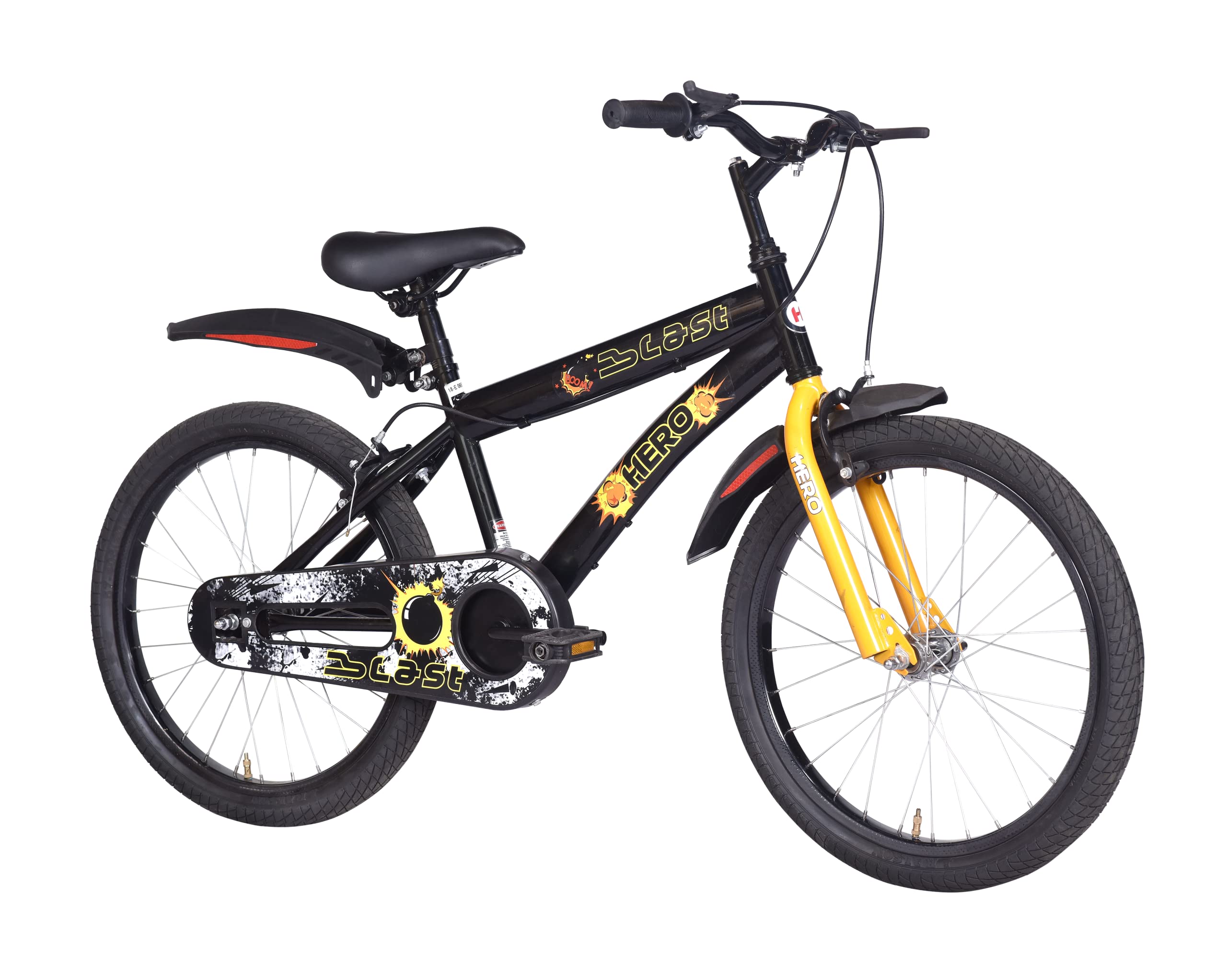 Hero Blast 20T Kids Cycle with mudgaurds Black Easy Self assembly