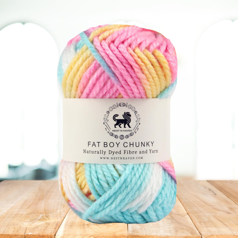 NESTNHAVEN, Fat boy Chunky Motu Thick Hand Knitting/Crochet Wool Yarn, 6 mm Thickness, Pack of 1 (1 Ball / 100 Grams), Multicoloured (BBCH001)