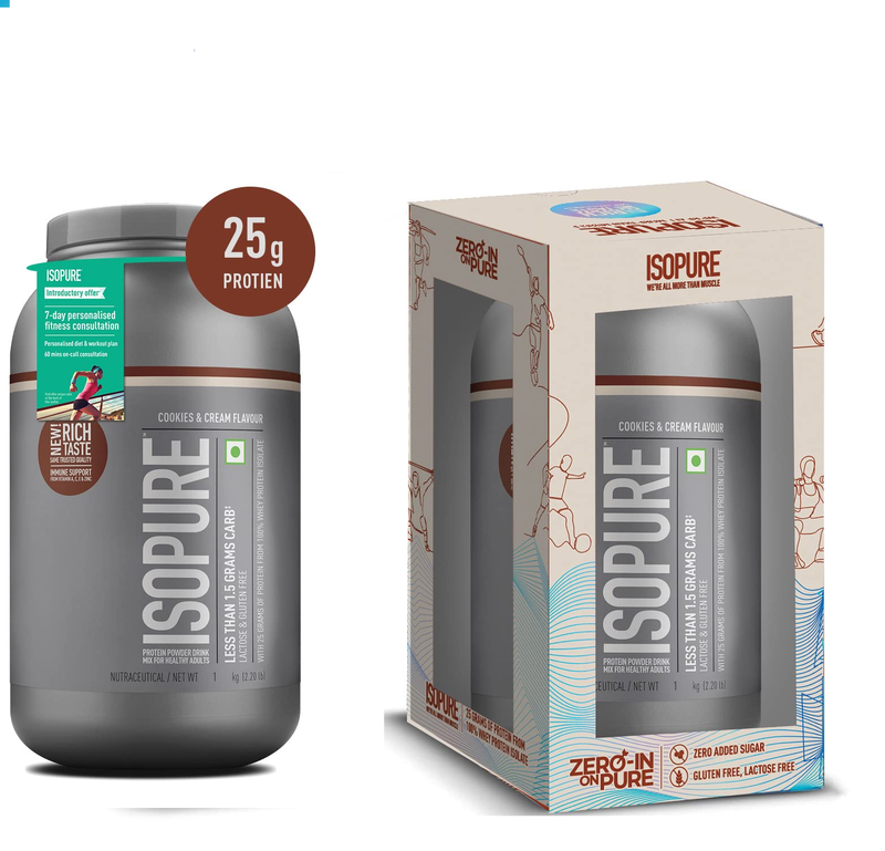 Isopure 100% Whey Isolate Protein– 2.20 lbs(1 kg) Cookies & Cream