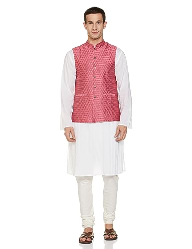 Amazon Brand - Symbol Men's Nehru Jacket with Band Collar & Button Closure (SY-A22-MNA-JTK-01_L.Pink_M)