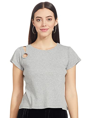 Aeropostale Women's Regular fit T-Shirt (AE1002078052_Grey S)