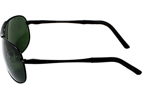 AISLIN® Toughened Glass Aviator/Wrap-Around Sunglasses For Men - (Dark Green G-15 Lens | Black Frame | Large Size | RB3455)