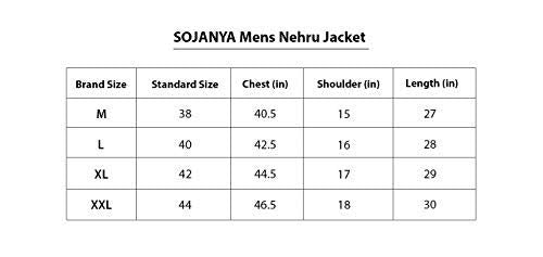 SOJANYA (Since 1958, Mens Silk Blend, Cream & Gold Embroidered Nehru Jacket, Size: 40