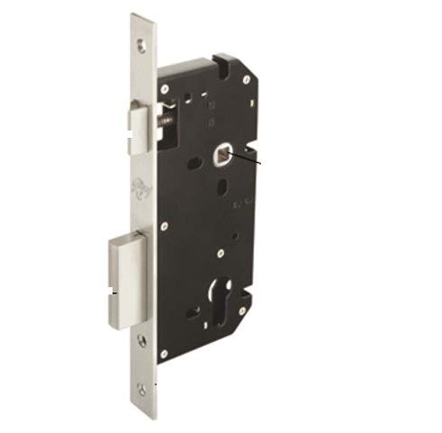 Godrej Mortise Door Lock Handle Set | 200mm NEH-17 1CK Europrofile | 5 Pin Brass Tumbler Mechanism 60mm | Suitable for Left & Right Handed Doors (Satin Steel Finish)