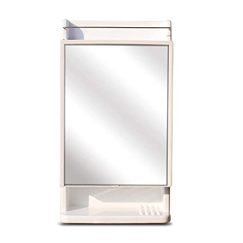 Branco Rich Look Bathroom Organizer | Bathroom Mirror | Bathroom Cabinet with Mirror | Plastic Corner Cabinet with Mirror | Standing Mirror with Storage | Washroom Mirrors | (White)