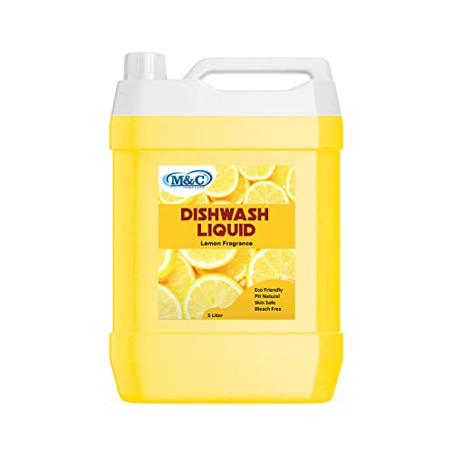 M.N.C Sixfire Dishwash Liquid Gel Lemon Can Jar 5 Litre Fast Cleansing & Antimicrobial action with long-lasting hygienic & refreshing, Leaves No Residue, Grease Cleaner For All Utensils, Dishwashing Liquid