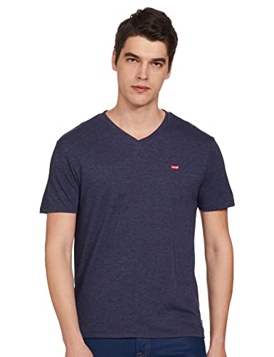 Levi's Men's Solid Regular T-Shirt (17076-0056_Peacoat Blue S)