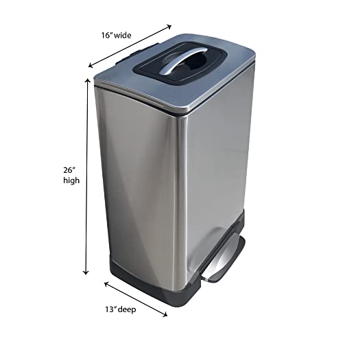 Household Essentials Trash Krusher Manual Trash Compactor, 40 L, Stainless Steel