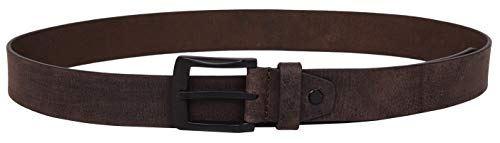 URBAN FOREST Dark Brown Casual Leather Belt with Matte Black Buckle for Men