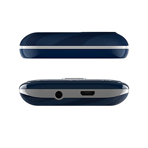 Lava Gem Power (Blue Chrome) - Dual sim Keypad Mobile with 2.8" Big Screen, Smart AI Battery and Auto Call Recording