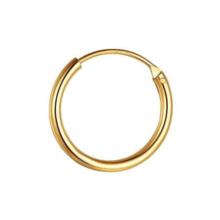 HighSpark 92.5 Sterling Silver Nose Ring for Women | Simple & Elegant Septum Ring/Nose Pin/Silver Nath/Piercing Hoop for Women & Girls | Lovely Gift - Gold 10mm
