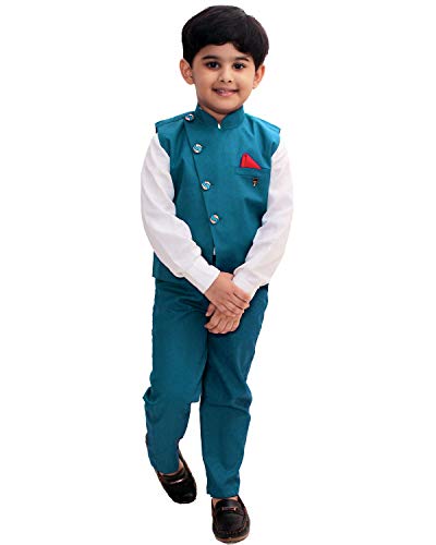 FOURFOLDS Boy's 3-Piece Suit Turquoise