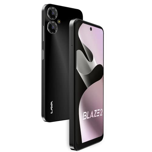 Lava Blaze 2 (6 GB RAM, UFS 2.2 128GB Storage) - Glass Black|18W Fast Charger|Side Fingerprint Sensor| 5000 mAh Battery| 6.5 inch(16.5cm) HD+ Punch Hole Display| Upto 11GB Expandable RAM