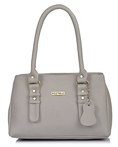 Fostelo Women's Westside Faux Leather Handbag (Grey) (Large)