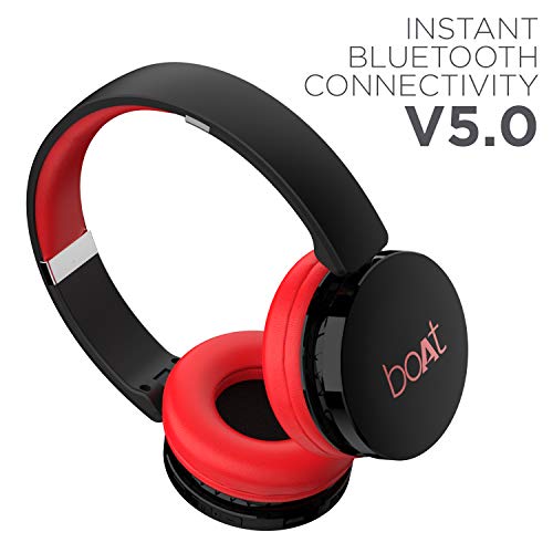 boAt Rockerz 370 On Ear Bluetooth Headphones with mic, Upto 12 Hours Playtime, Cozy Padded Earcups and Bluetooth v5.0(Fiery Red)