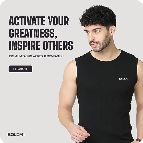 Boldfit Vest for Men Multipurpose Sando for Men for use in Gym, Running, Outdoor Black Baniyan for Men Sleeveless Undershirts for Men Round Neck Men Baniyan - Quick Drying, Breathable Men Vest XL