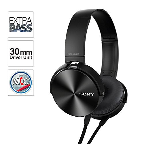 Sony Extra Bass MDR-XB450AP On-Ear Wired Headphones with Mic (Black)