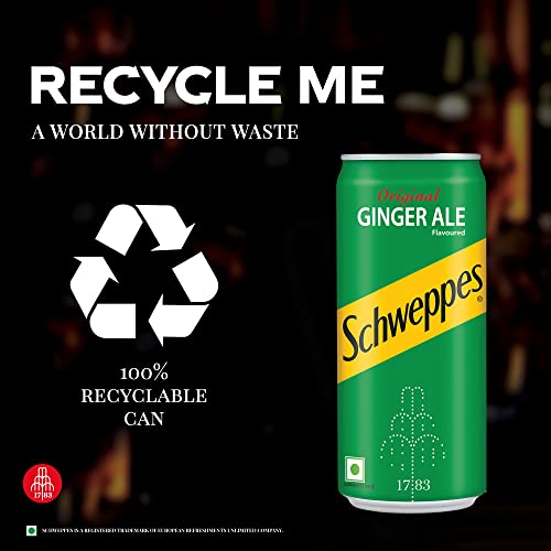Schweppes Original Soft Drink | Refreshing Ginger Ale Mixer | Recyclable Can, 300 ml (Pack of 6)