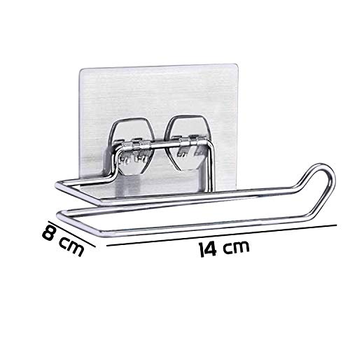 K.K. VillA Stainless Steel No Drill Self Adhesive Toilet Paper Holder/Tissue Paper Roll Holder/Bathroom Rack for Kitchen/Towel Holder