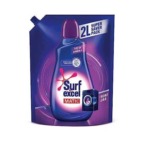Surf Excel Matic Front Load Liquid Detergent 2 L Refill Pouch, For Removing Tough Stains, Surf Excel Liquid Detergent - Front Load Washing Machines