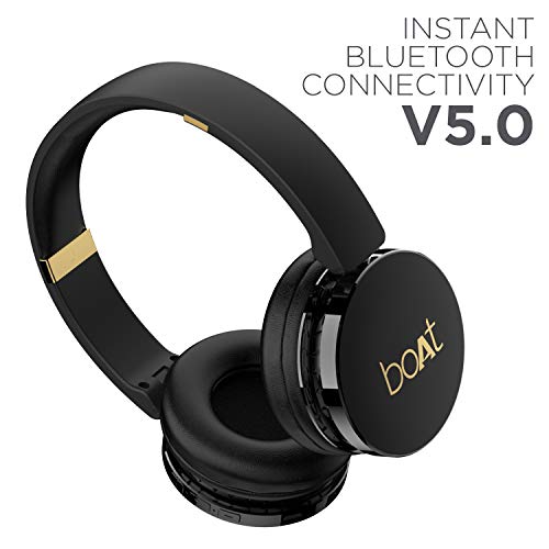 boAt Rockerz 370 On Ear Bluetooth Headphones with Upto 12 Hours Playtime, Cozy Padded Earcups and Bluetooth v5.0, with Mic (Buoyant Black)