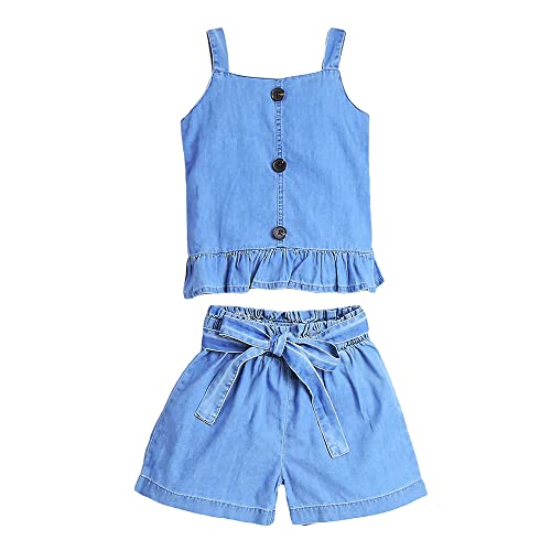 Hopscotch Girls Cotton Short set Blue (4-5 Years)