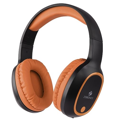 ZEBRONICS Thunder 60 hrs Playback time Bluetooth Wireless Headphone with FM, mSD, Playback with Mic (Brown)