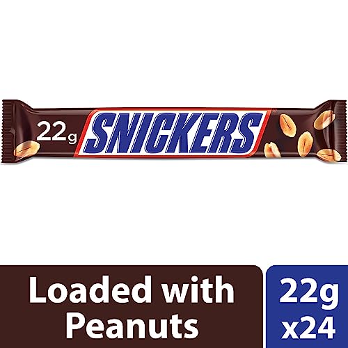 SNICKERS Peanut Filled Milk Chocolate Bar, 22g (Pack of 24)