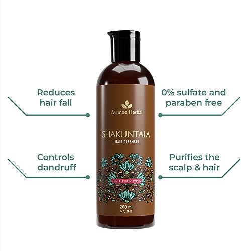 Avimee Herbal Shakuntala Hair Cleanser | For Silky Hair | With Aloe, Apple Cider, Rice & Keratin Protein | SLS & Paraben Free | 200 ml