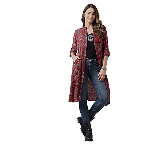 Azira Rayon Red Printed Open Shrug for Women and Girl
