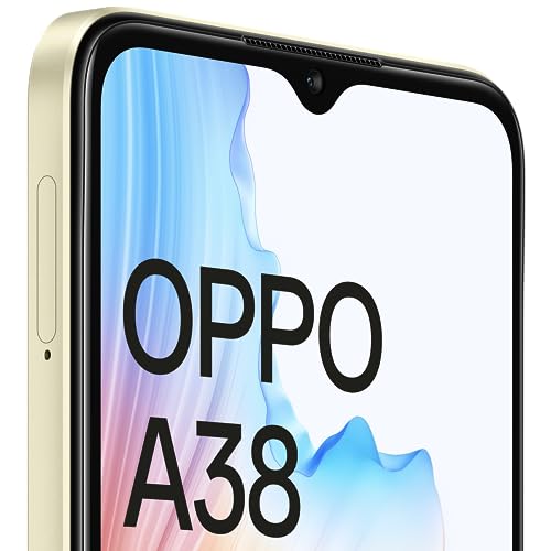 OPPO A38 (Glowing Gold, 4GB RAM, 128GB Storage) | 5000 mAh Battery and 33W SUPERVOOC | 6.56" HD 90Hz Waterdrop Display | 50MP Rear AI Camera with No Cost EMI/Additional Exchange Offers