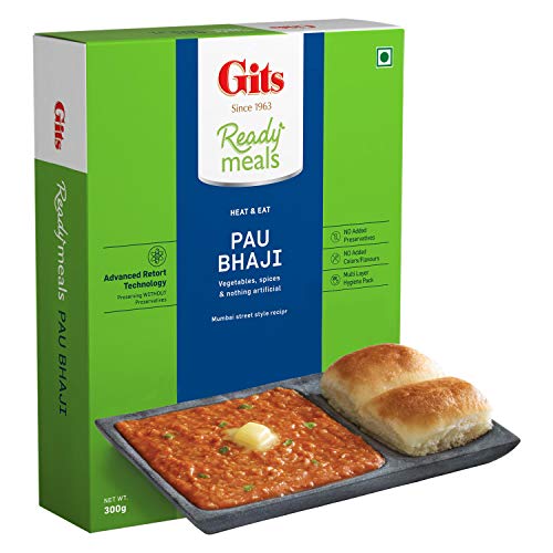 Gits Ready to Eat Pav Bhaji, Pure Veg, Heat and Eat, Microwaveable, 900g (Pack of 3, 300g Each)