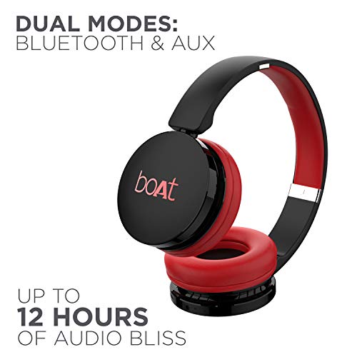 boAt Rockerz 370 On Ear Bluetooth Headphones with mic, Upto 12 Hours Playtime, Cozy Padded Earcups and Bluetooth v5.0(Fiery Red)