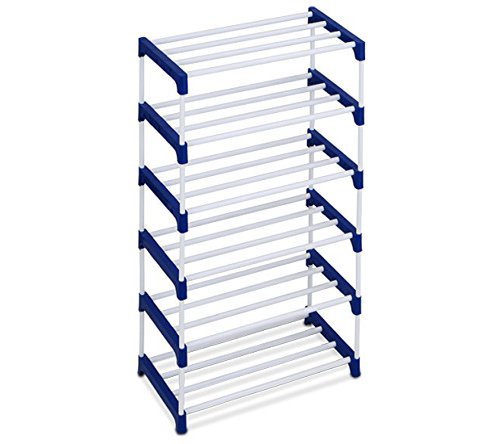 Ebee 18 Pairs Metal Shoe Rack (Blue, 6 Shelves)