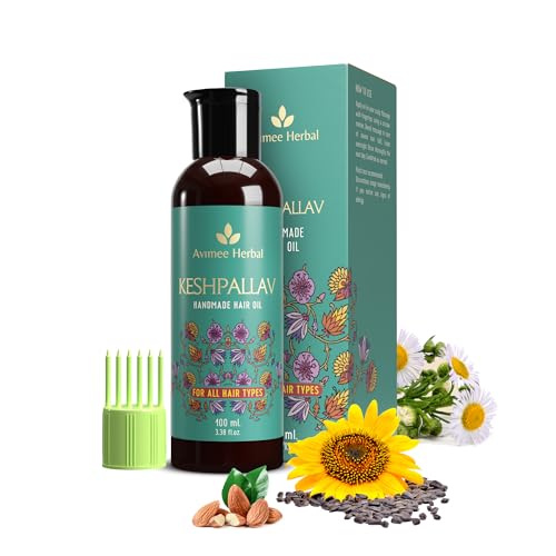 Avimee Herbal Keshpallav Hair Oil For Men & Women | For Healthy & Nourished Hair | With Rosemary, Castor, Amla, Brahmi and Bhringraj Oil | Mineral Oil Free | 100 ml
