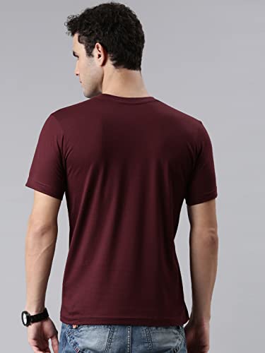 F A S O Mens Organic Cotton V-Neck T-Shirt Maroon