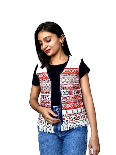 Prijam Women's Embroiderd Ethnic Shrugor Jacket RL 38 S and Special Embroidered Cotton Koti/Jacket/Waist Coat for Women