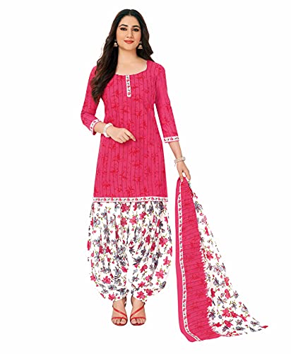 Miraan Cotton Printed Readymade Salwar Suit For Women (MIRAANSGPRI920XXL_Pink_XX-Large)