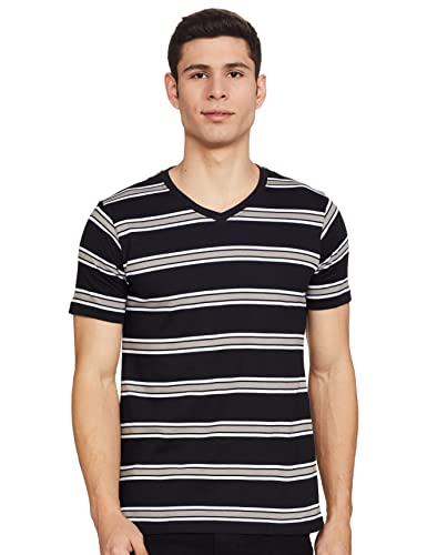 Amazon Brand - Symbol Men's Striped Regular Fit T-Shirt (SYM-T-CD2-D3_Jet Black M)