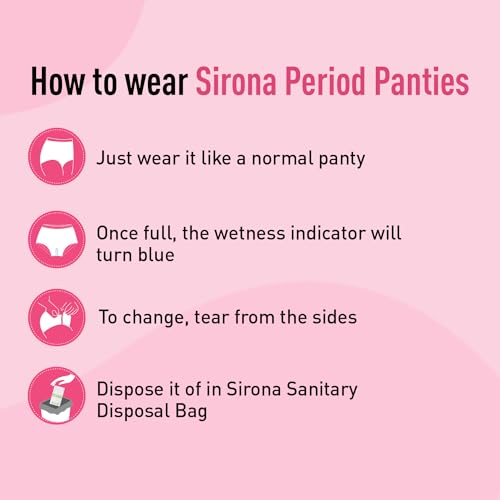 Sirona Disposable Period Panties for Women | S – M | 360° Sanitary Protection for Regular Flow | No Leakage, No Rashes, No Discomfort | Maternity Panties with High Absorbency | Pack of 5