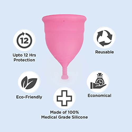 PEESAFE Reusable Menstrual Cup for Women | Large Size with Pouch|Ultra Soft, Odour and Rash Free|100% Medical Grade Silicone |No Leakage | Protection for Up to 8-10 Hours | US FDA Registered,Pack of 1