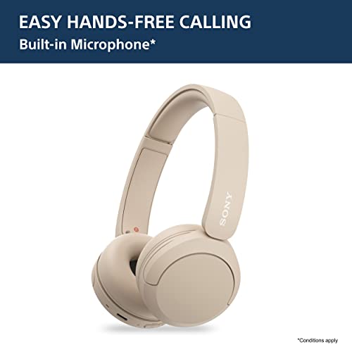 Sony WH-CH520, Wireless On-Ear Bluetooth Headphones with Mic, Upto 50 Hours Playtime, DSEE Upscale, Multipoint Connectivity/Dual Pairing,Voice Assistant App Support for Mobile Phones (Beige)