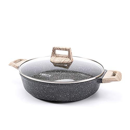 CAROTE 24CM/2.8 L Non Stick Kadai, Induction Kadai, Granite Stone Kadhai with Lid Deep Frying Pan, Biryani Pot